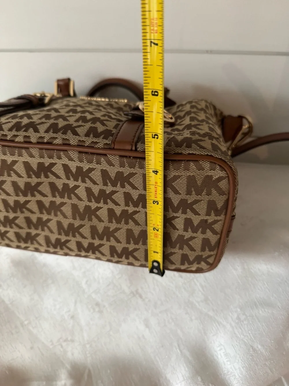 Michael Kors Ginger Small Duffle Style Brown Logo-Print Satchel